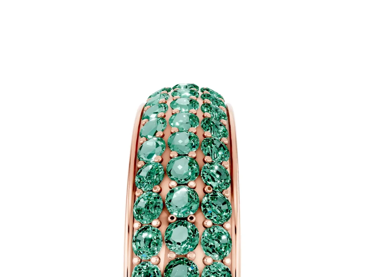 Three-Row Round Green Sapphire Eternity Band with Shared Prong Setting Rose gold