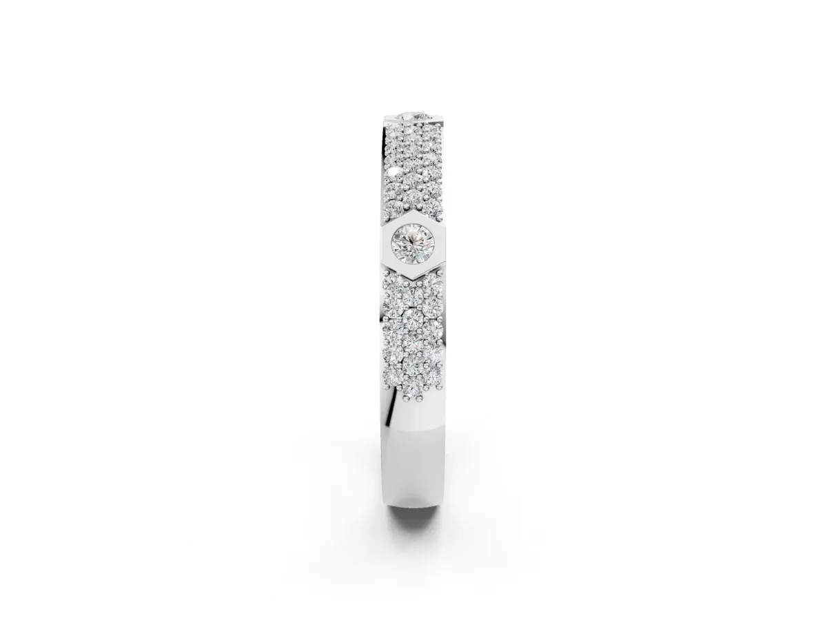Round Diamond Pavé Promise Ring with Round Diamond Accents Silver