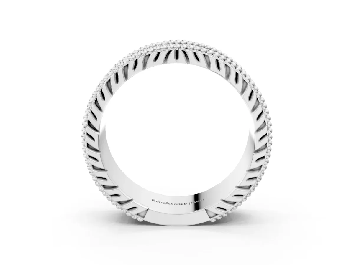 Round Cut Diamond Pave Eternity Band with Bead Prong Setting Platinum