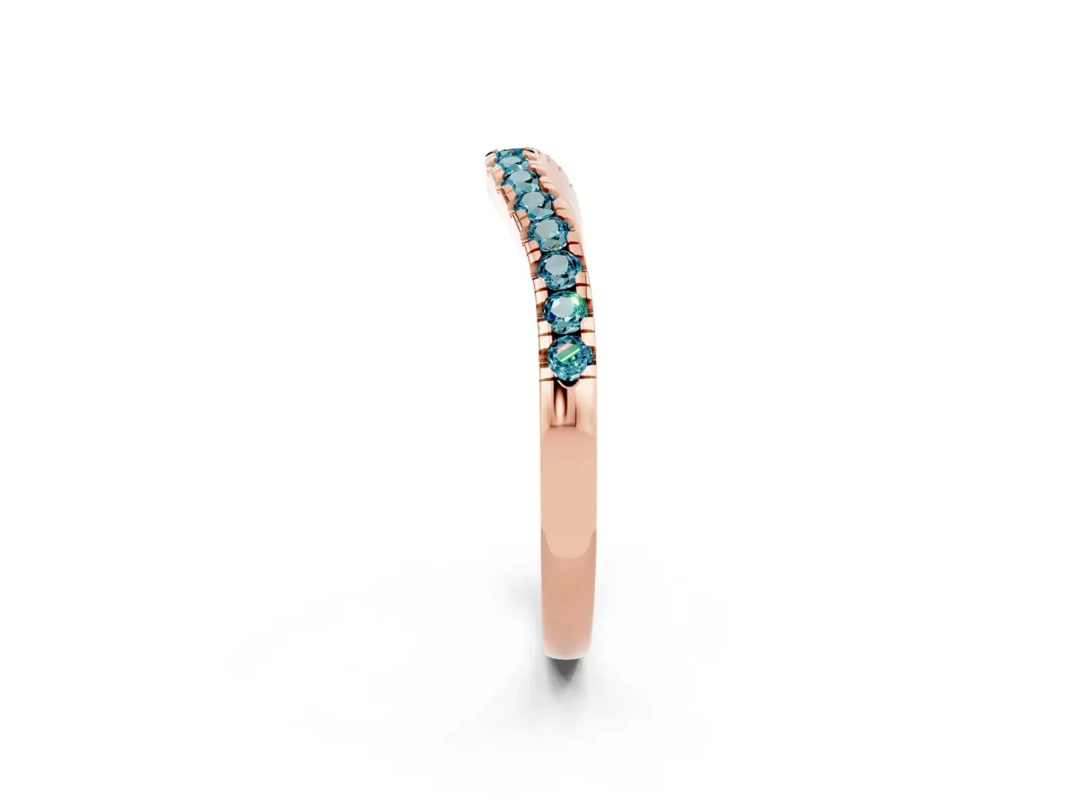 Blue Topaz Pavé Curved Wedding Band Rose gold