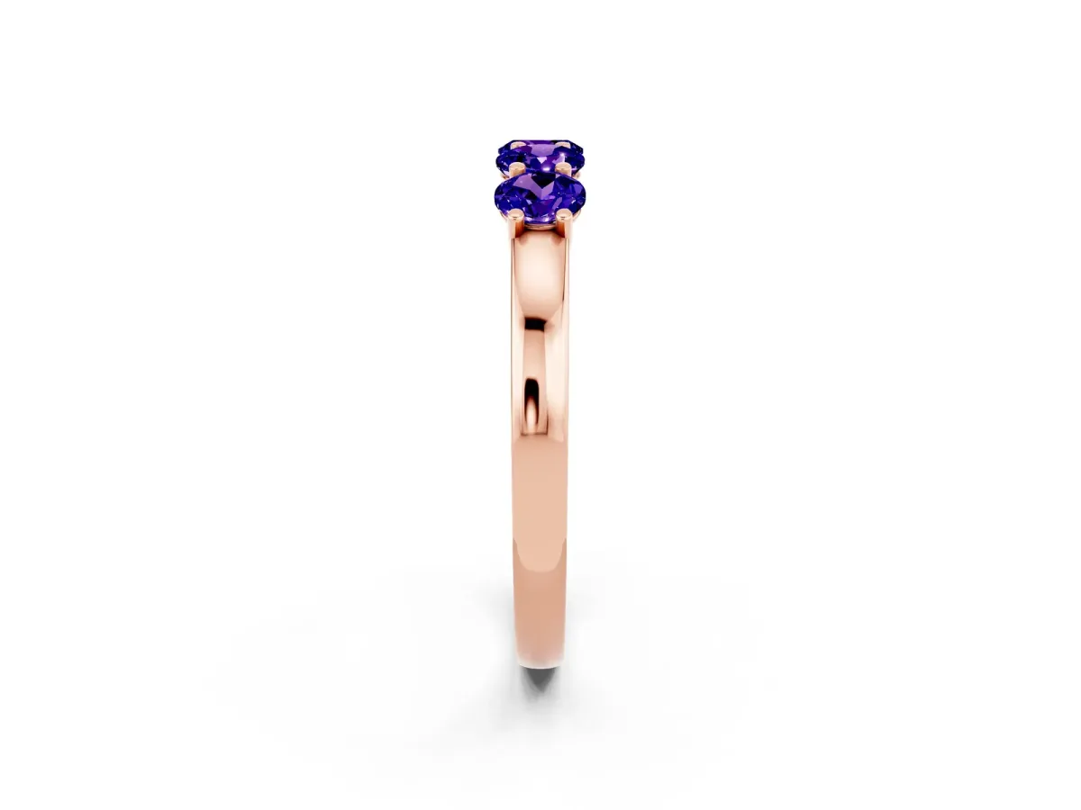 Four-Stone Round Tanzanite Prong-Set Band Rose gold