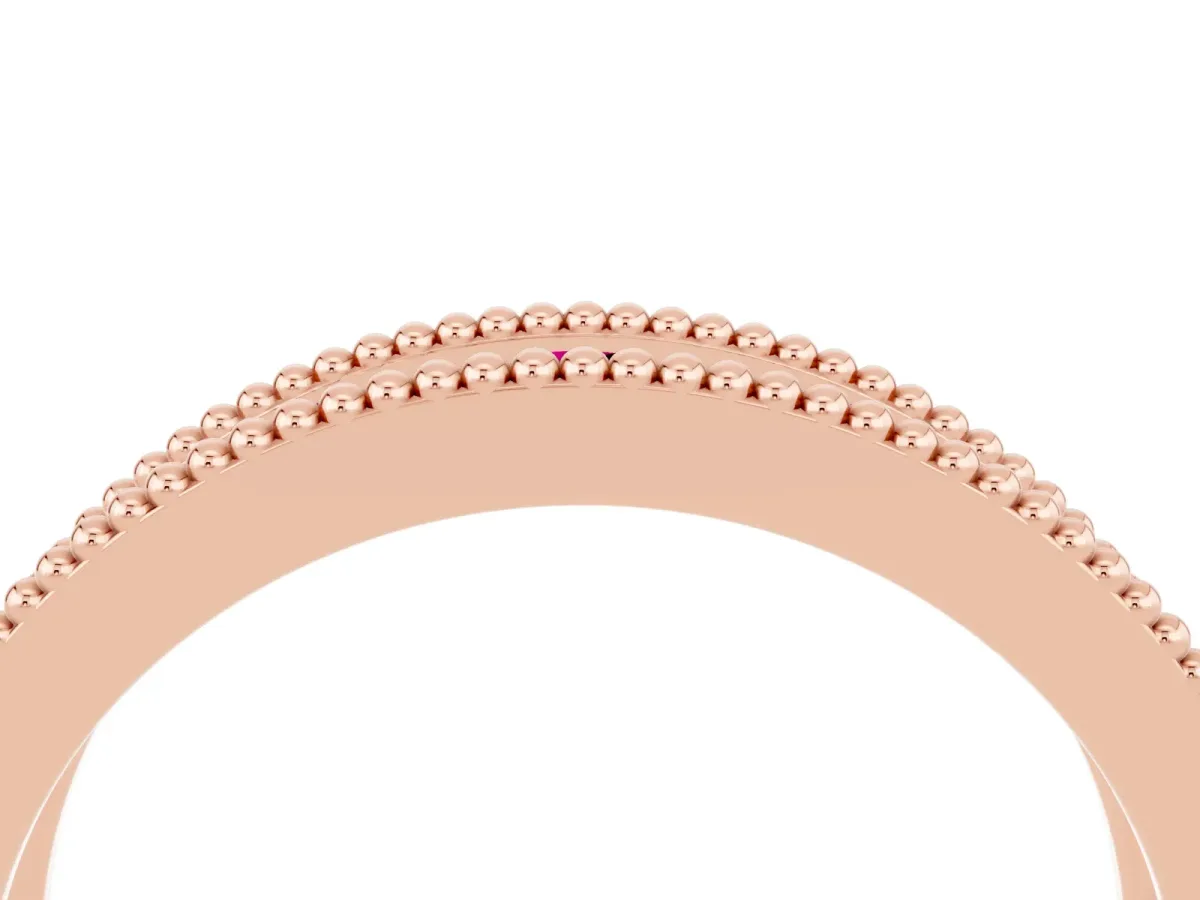 Round Garnet Twist Milgrain Band with Bezel Setting Rose gold