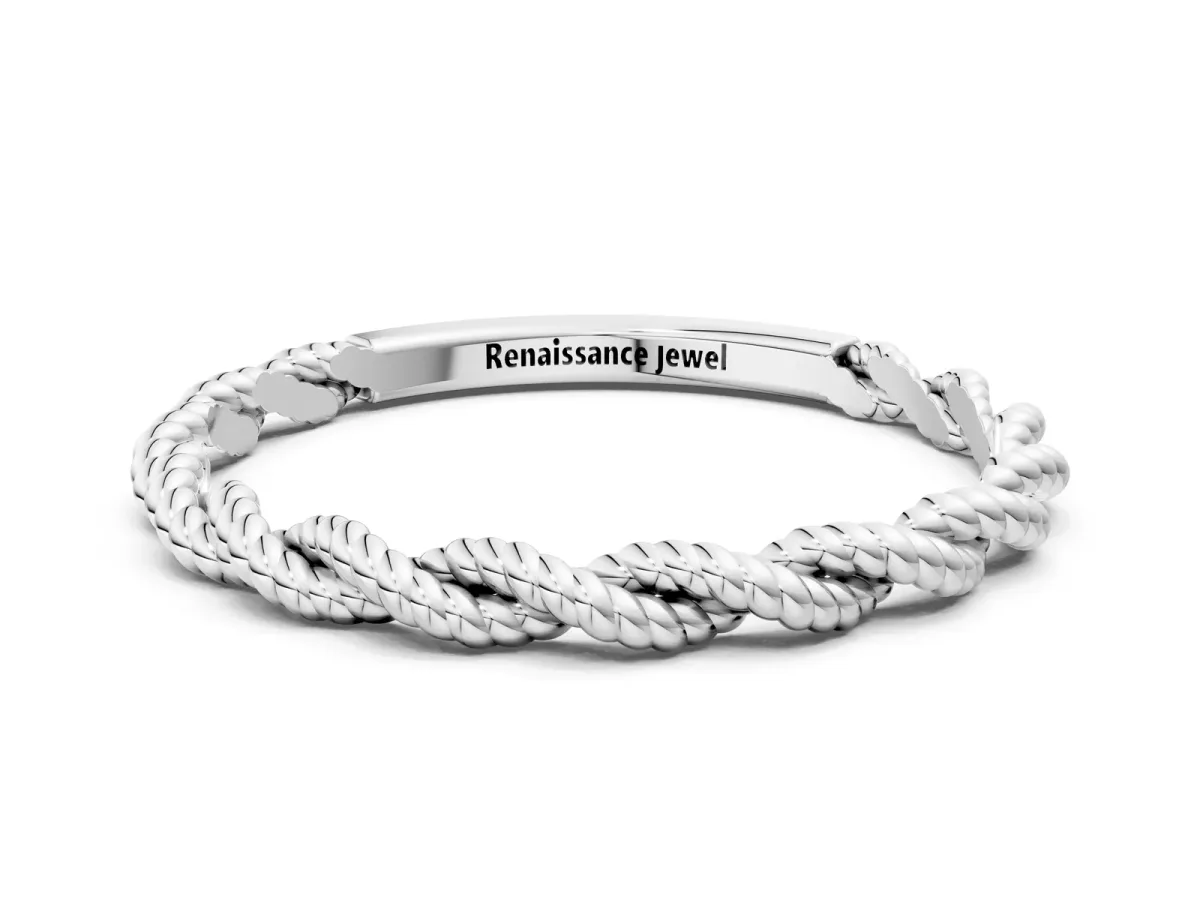 Twisted Rope Solitaire Band with Round Stone and Bezel Setting Platinum