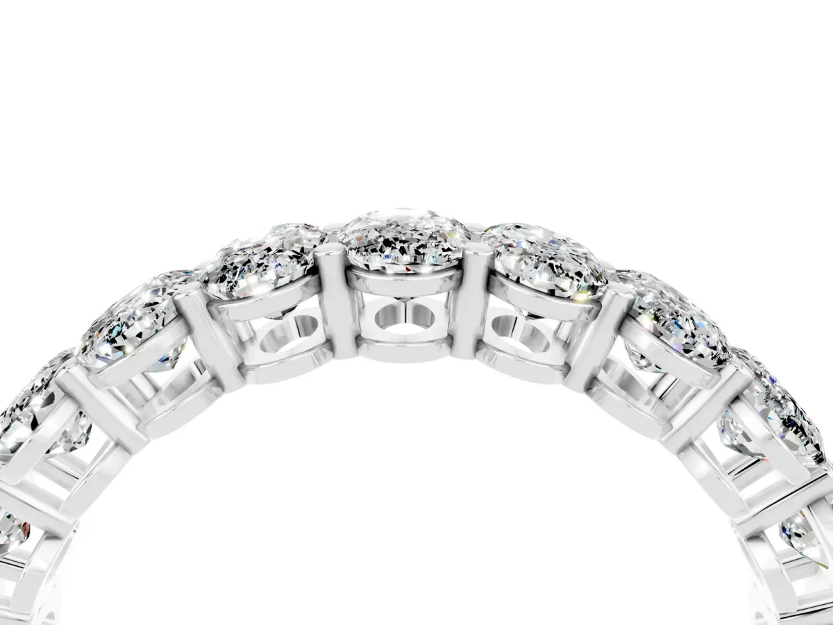 Oval Cut Moissanite Eternity Band with Shared Prong Setting Silver