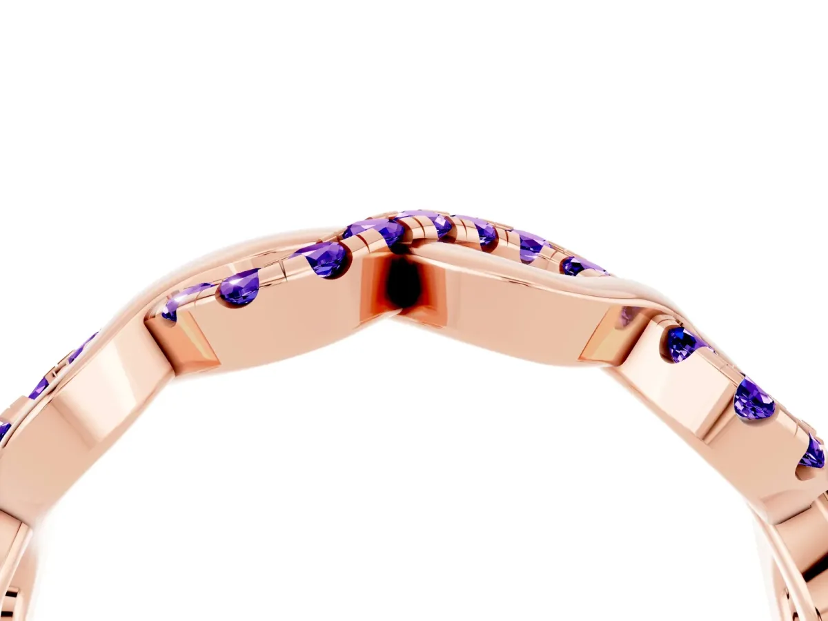 Twist Infinity Round Tanzanite Band with Pavé Setting Rose gold
