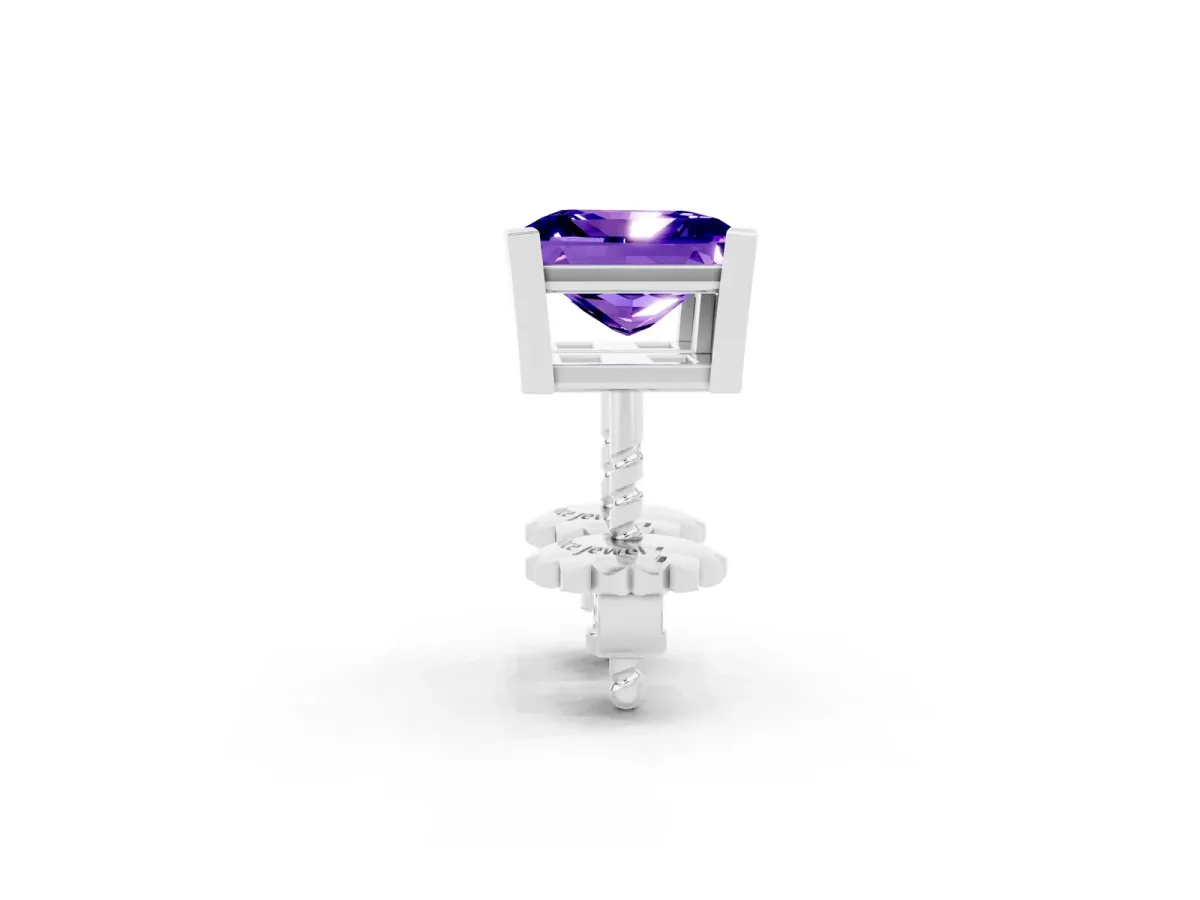 Princess Cut Tanzanite Stud Earrings White gold