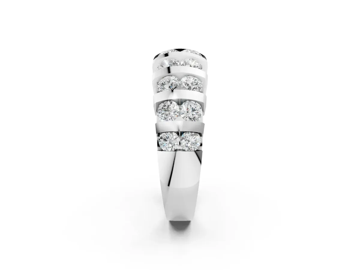 Channel-Set Round Diamond Multi-Row Band Platinum