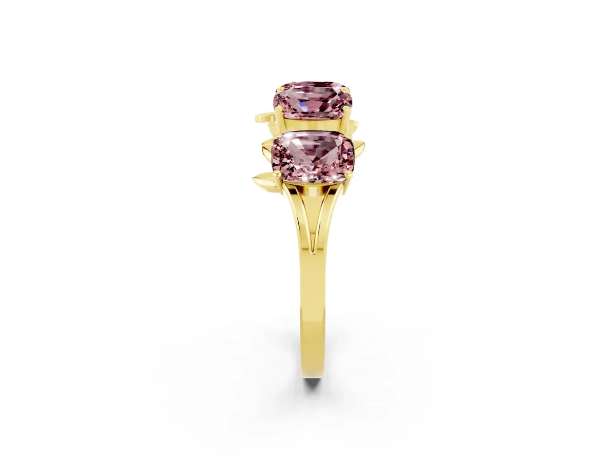 Emerald Cut Morganite Prong-Set Half Eternity Band Yellow gold
