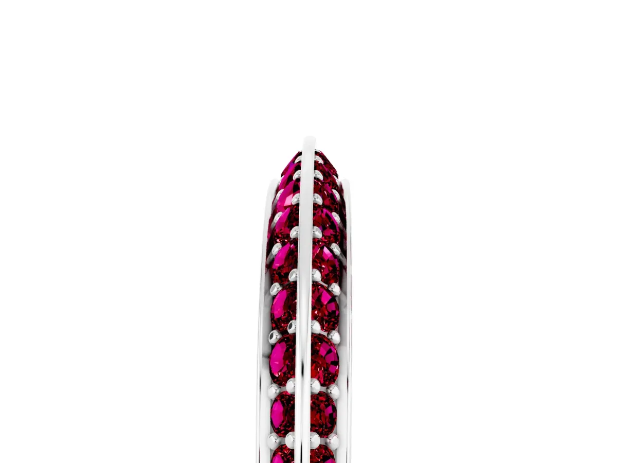 Double Row Pavé Round Garnet Eternity Band with Channel Setting White gold