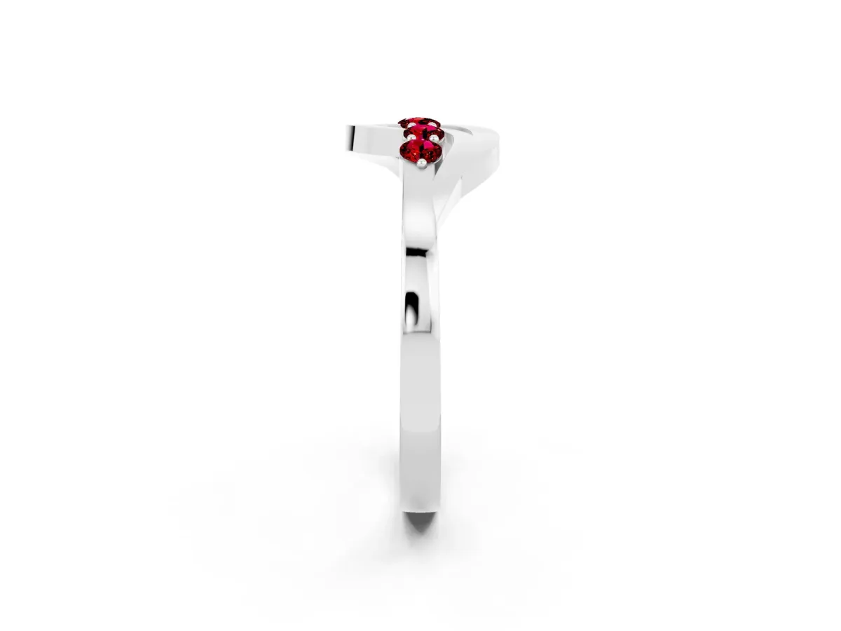 Five-Stone Round Ruby Crossover Band with Prong Setting Platinum