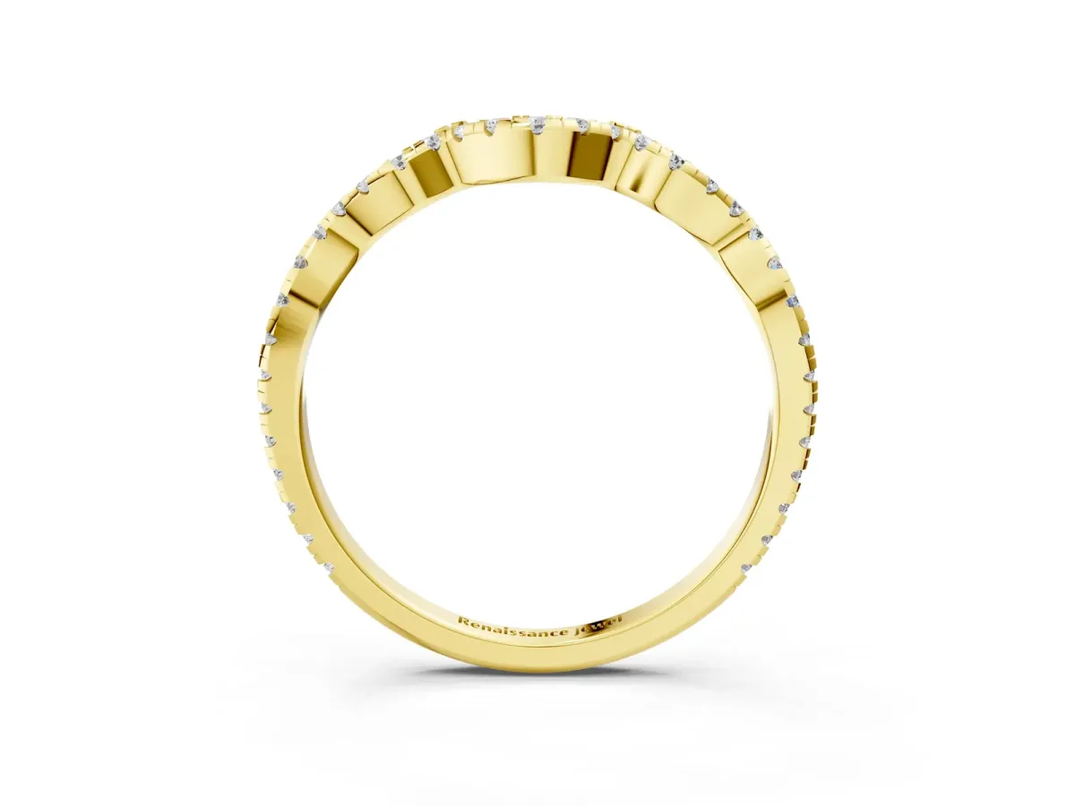 Pavé Round Diamond Curved Eternity Band Yellow gold