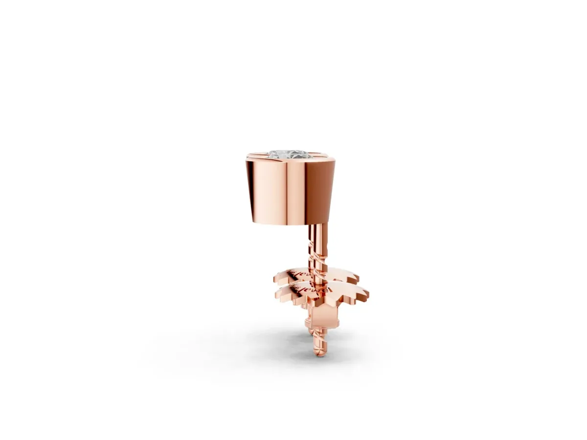 Bezel Set Round Diamond Stud Earrings with Push Back Rose gold