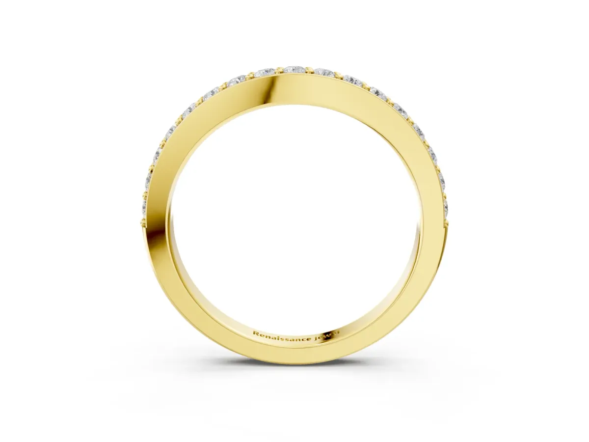 Round Diamond Pavé Set Curved Eternity Band Yellow gold
