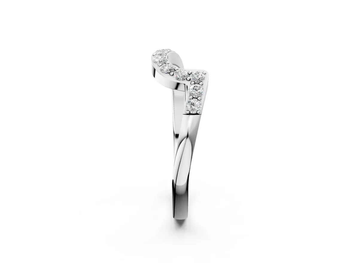 Round Diamond Pavé Chevron Wedding Band White gold