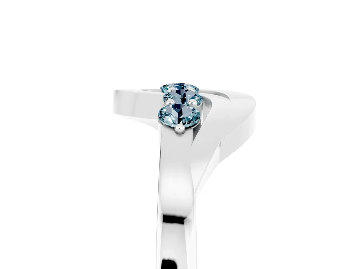 Five-Stone Round Aquamarine Crossover Band with Prong Setting Platinum