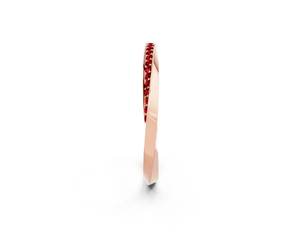 Pavé Round Ruby Twist Band Rose gold