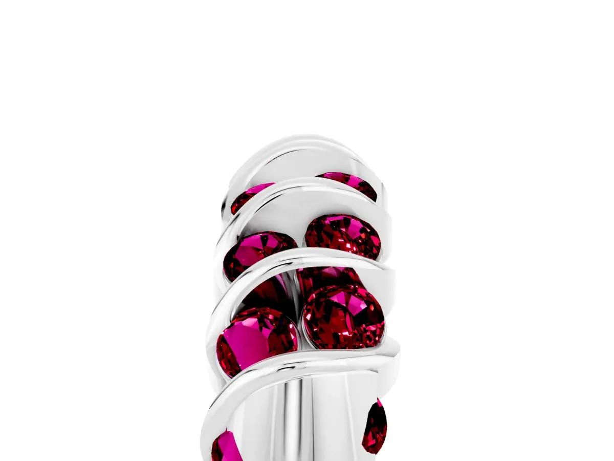 Channel Set Round Garnet Multi-Row Band Silver