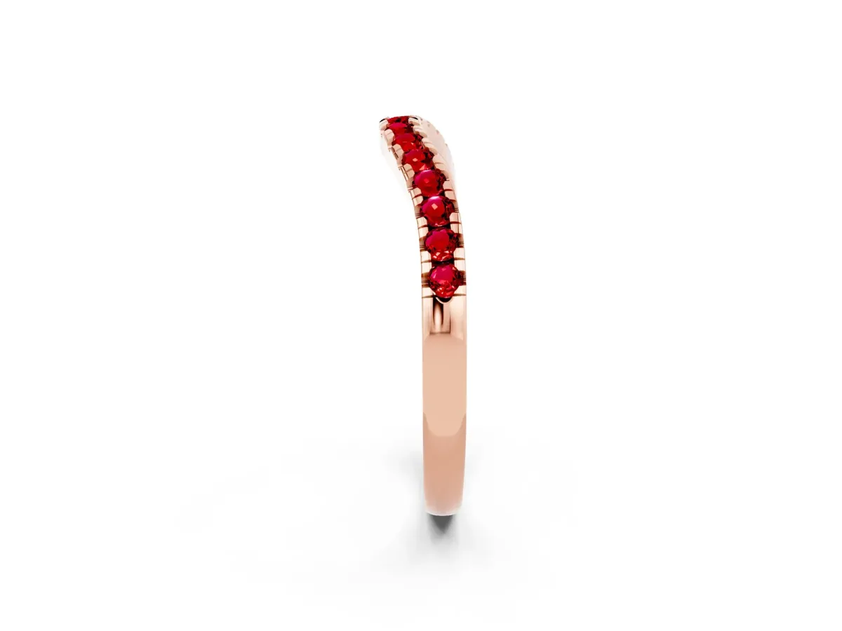 Ruby Pavé Curved Wedding Band Rose gold