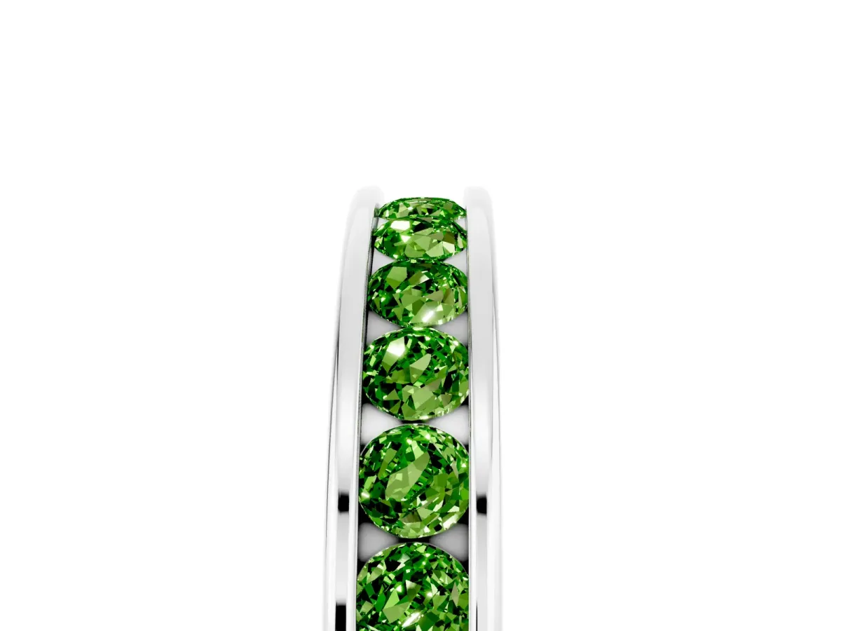 Channel Set Round Peridot Eternity Band White gold