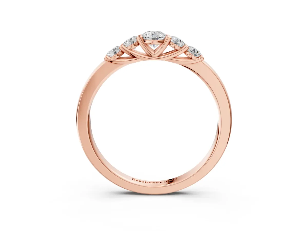Five-Stone Round Diamond Prong Set Half Eternity Band Rose gold
