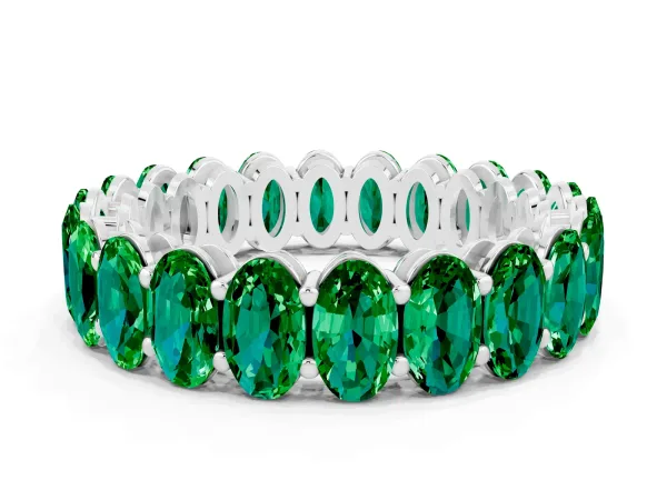 Oval Cut Emerald Eternity Band with Shared Prong Setting Platinum