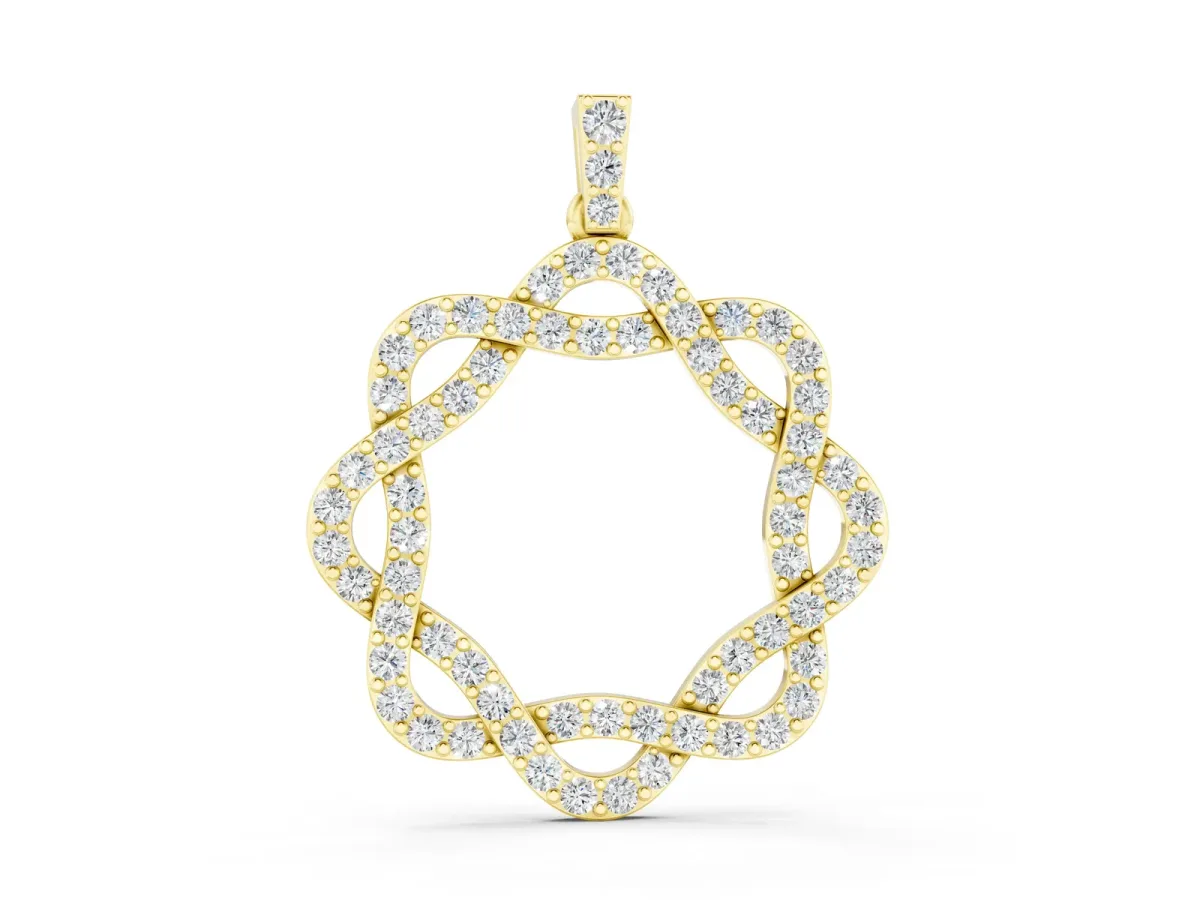 Round Diamond Pavé Infinity Pendant with Prong Setting Yellow gold