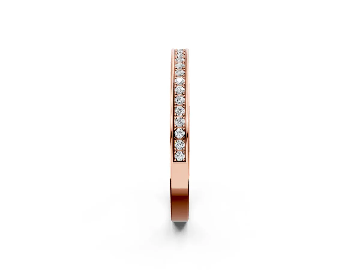 Channel Set Round Diamond Milgrain Engraved Band Rose gold