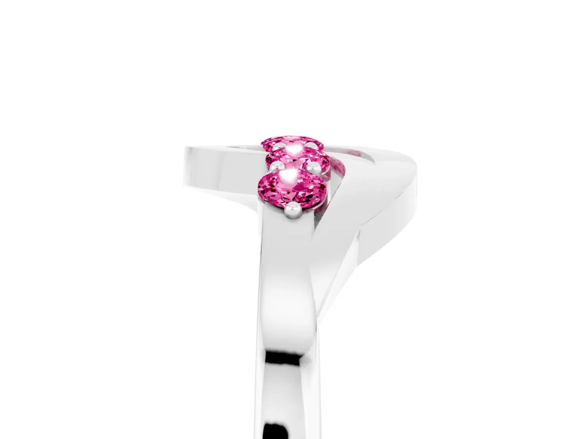 Five-Stone Round Pink Sapphire Crossover Band with Prong Setting Platinum
