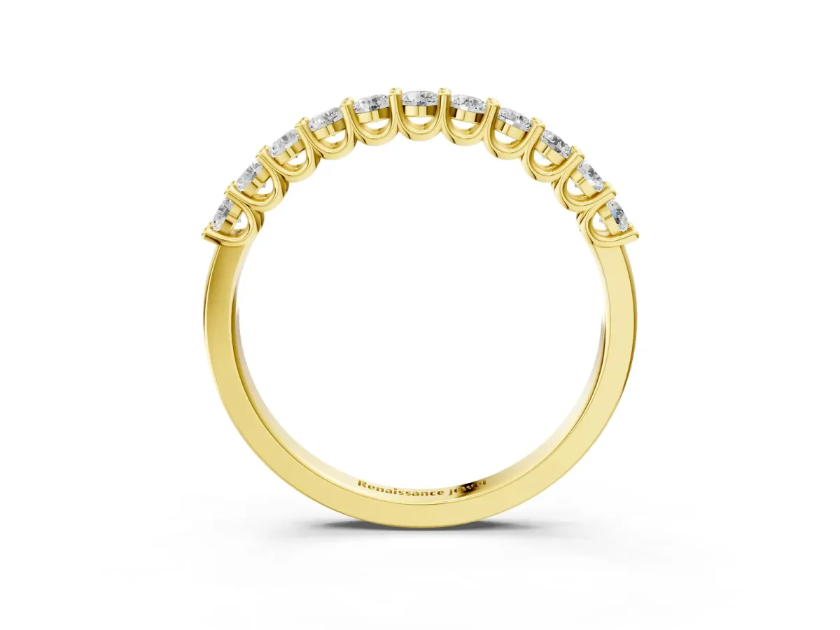 Round Diamond Pavé Half-Eternity Band Yellow gold