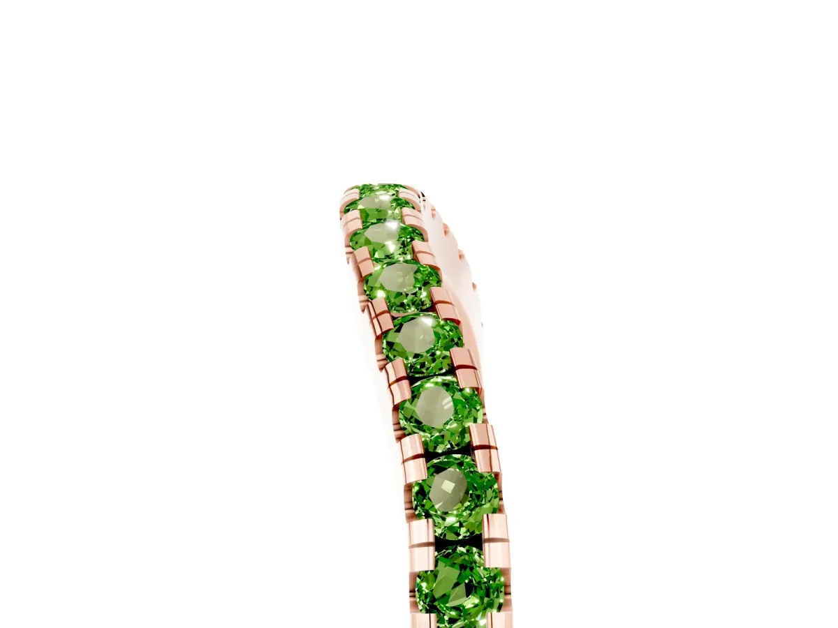 Round Peridot Pavé Half Eternity Band with Shared Prong Setting Rose gold