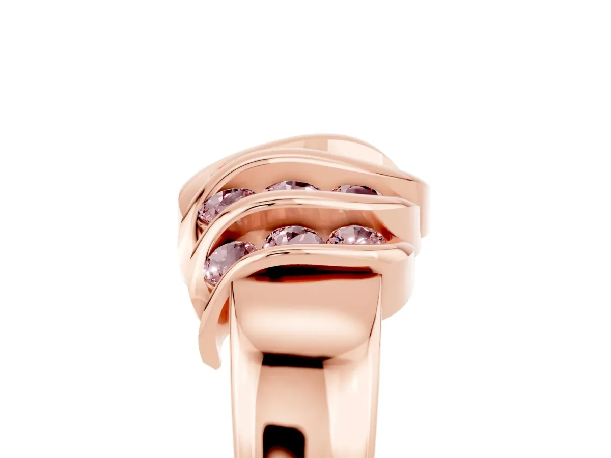 Round Morganite Multi-Row Crossover Band Rose gold
