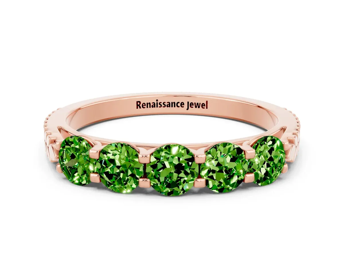 Five-Stone Round Peridot Prong-Set Band Rose gold