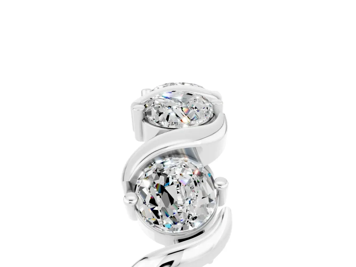 Round Moissanite Half Eternity Band with Wave Prong Setting White gold
