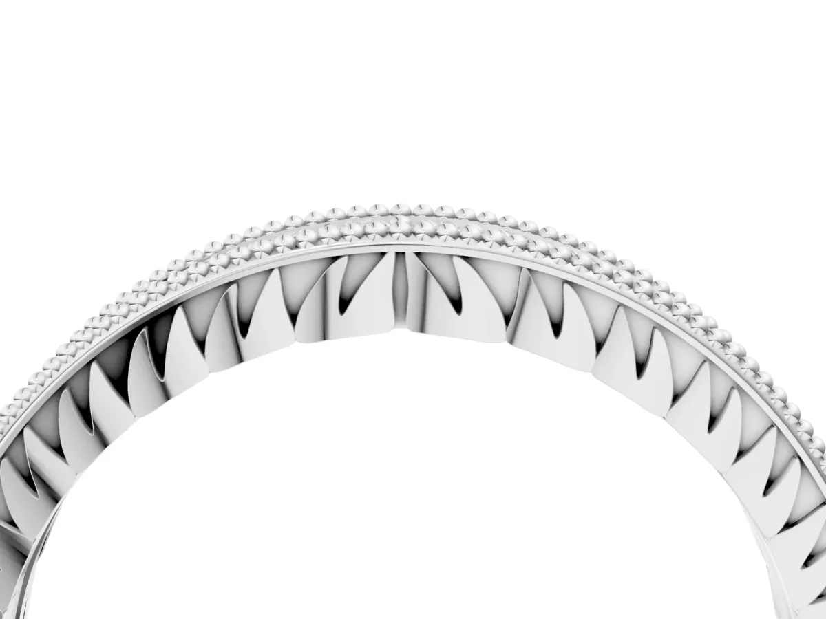 Round Cut Diamond Milgrain Pavé Eternity Band Silver