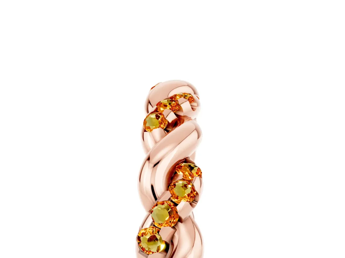 Twisted Pavé Round Citrine Eternity Band Rose gold