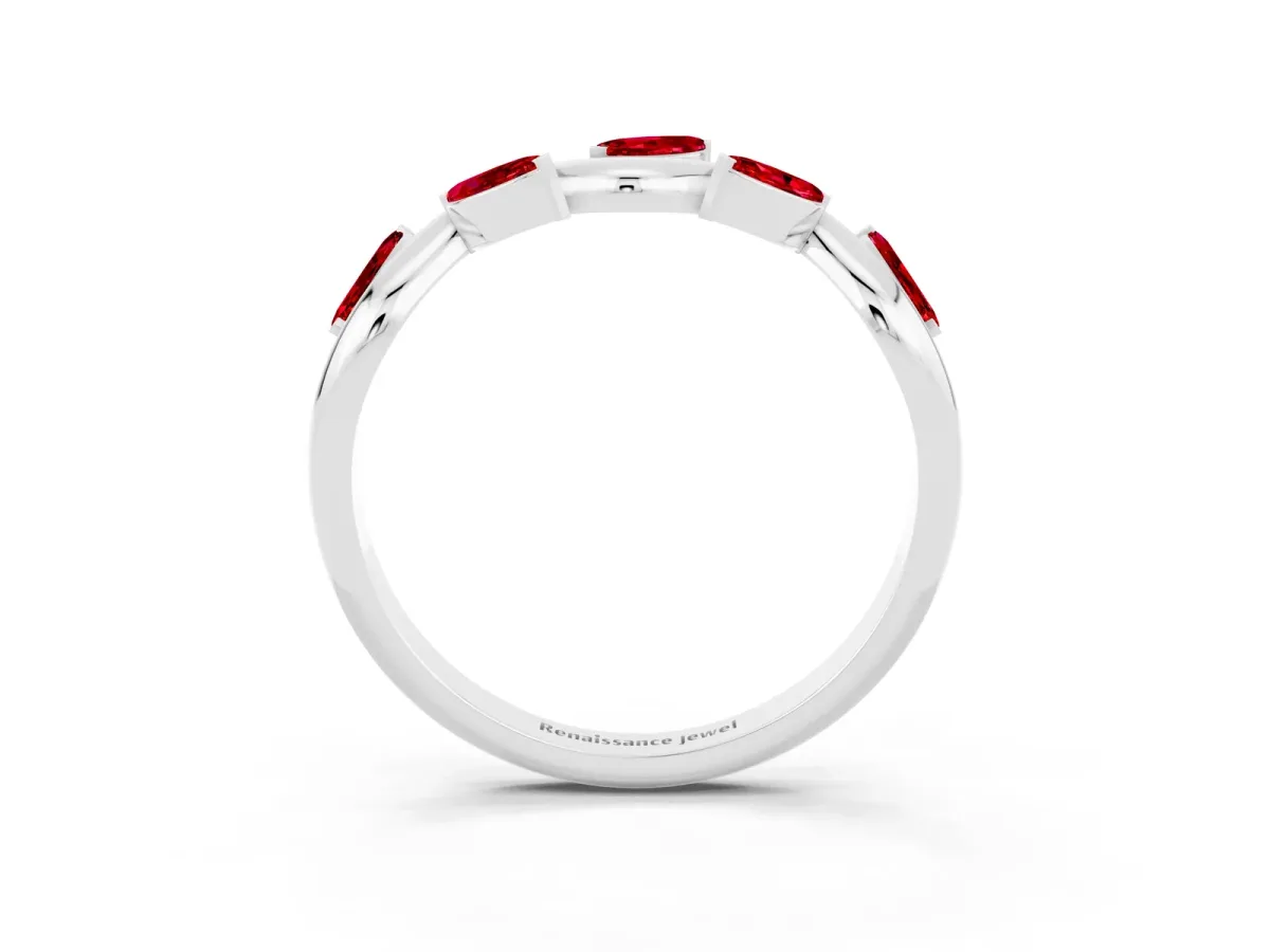 Marquise Ruby Twisted Band with Prong Setting Platinum