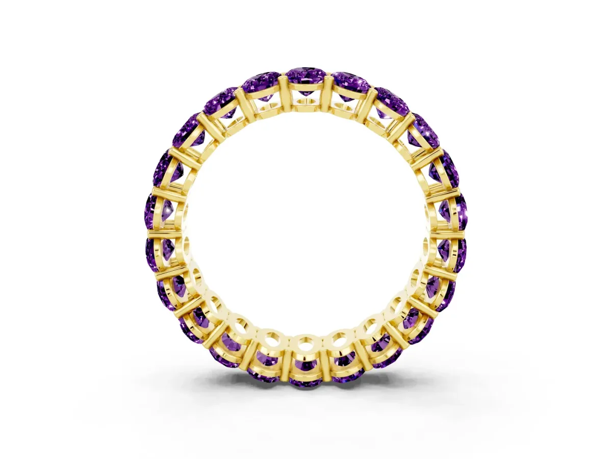 Oval Cut Amethyst Eternity Band with Shared Prong Setting Yellow gold