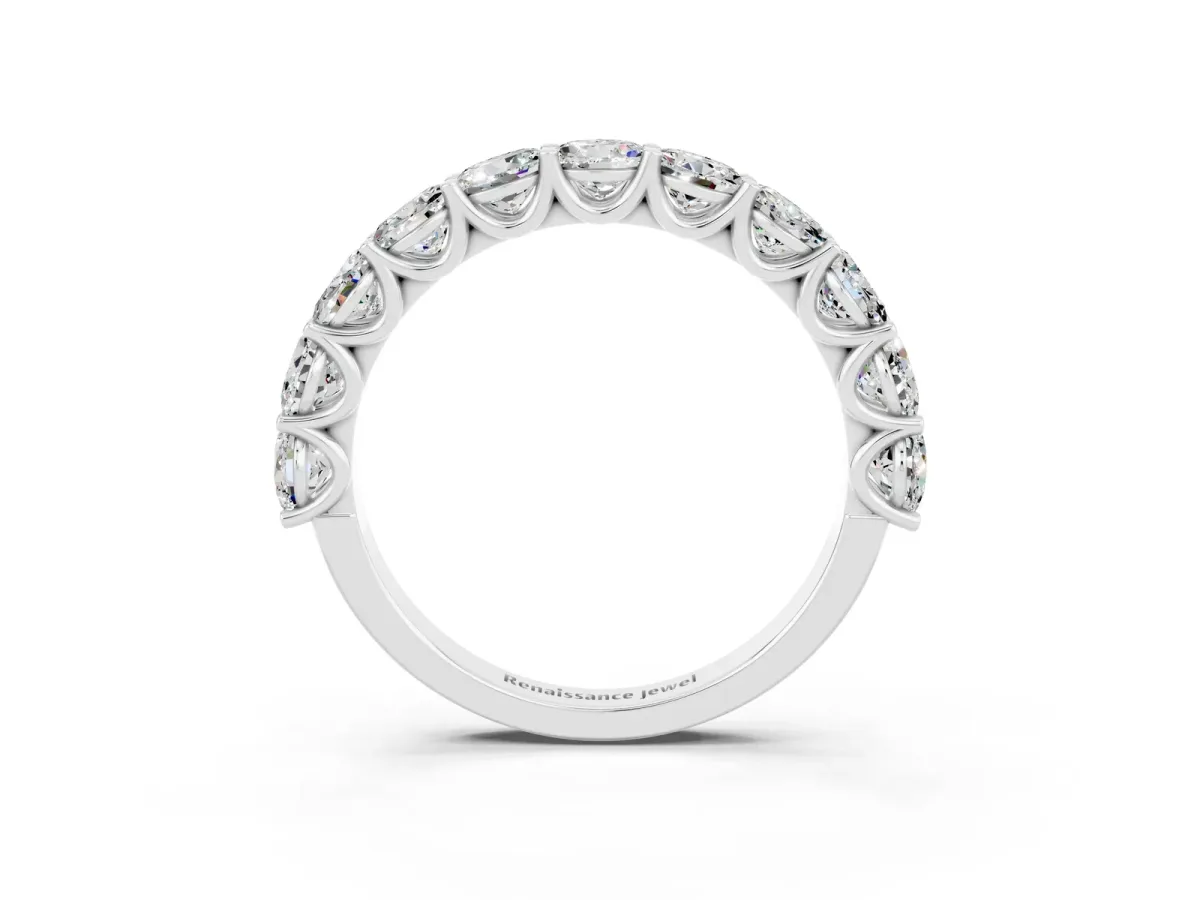 Round Moissanite Shared Prong Eternity Band Platinum