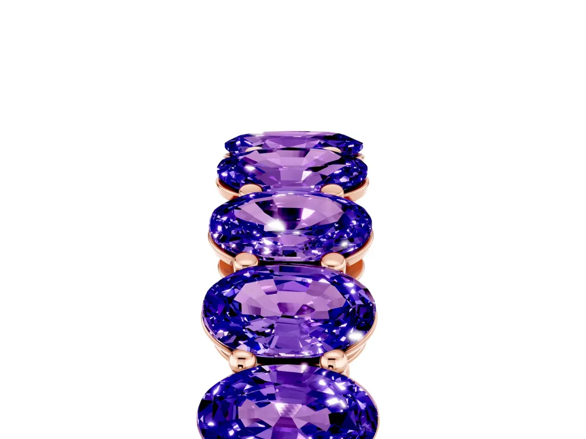 Oval Cut Tanzanite Eternity Band with Shared Prong Setting Rose gold