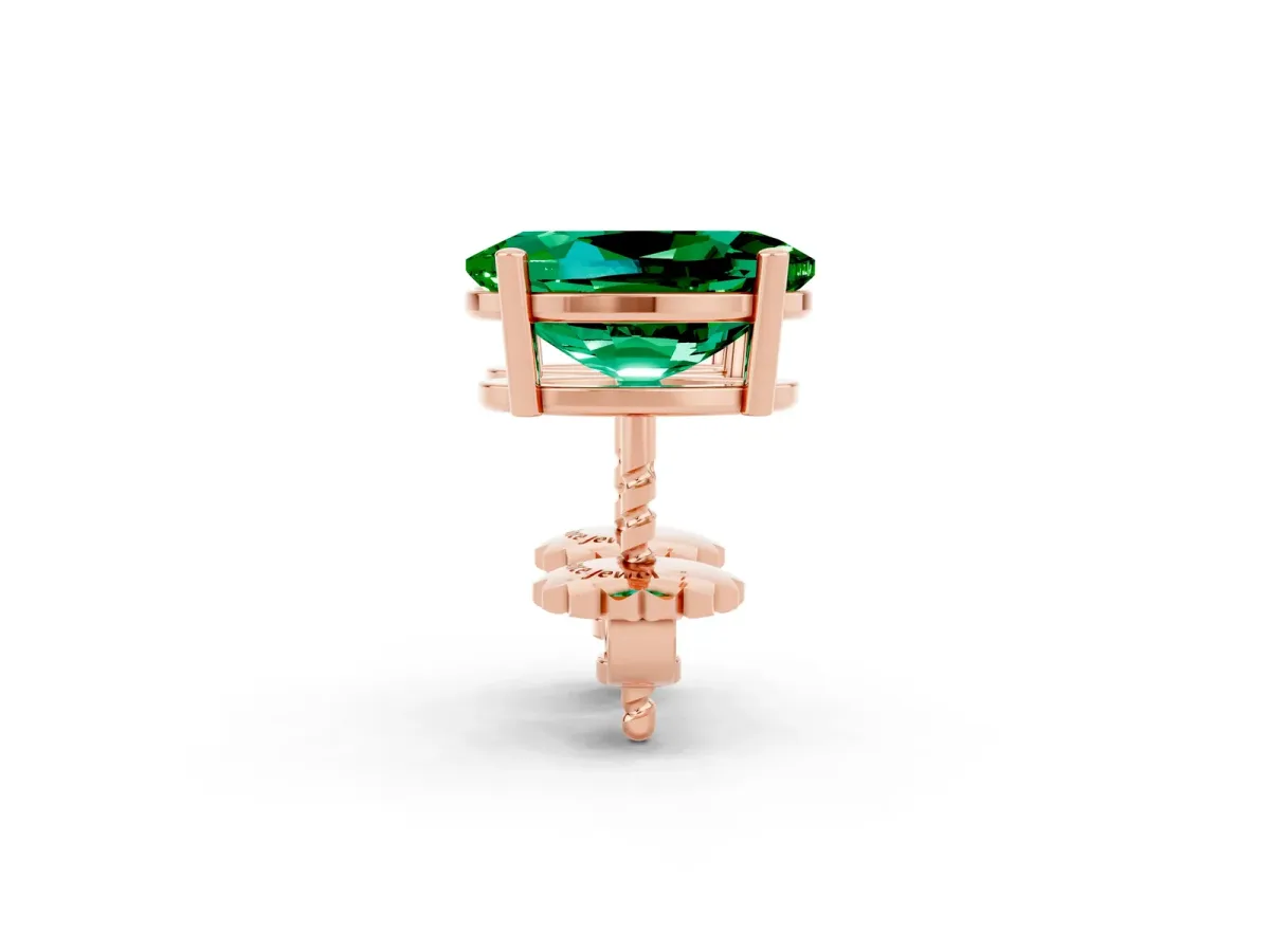Oval Cut Emerald Stud Earrings Rose gold