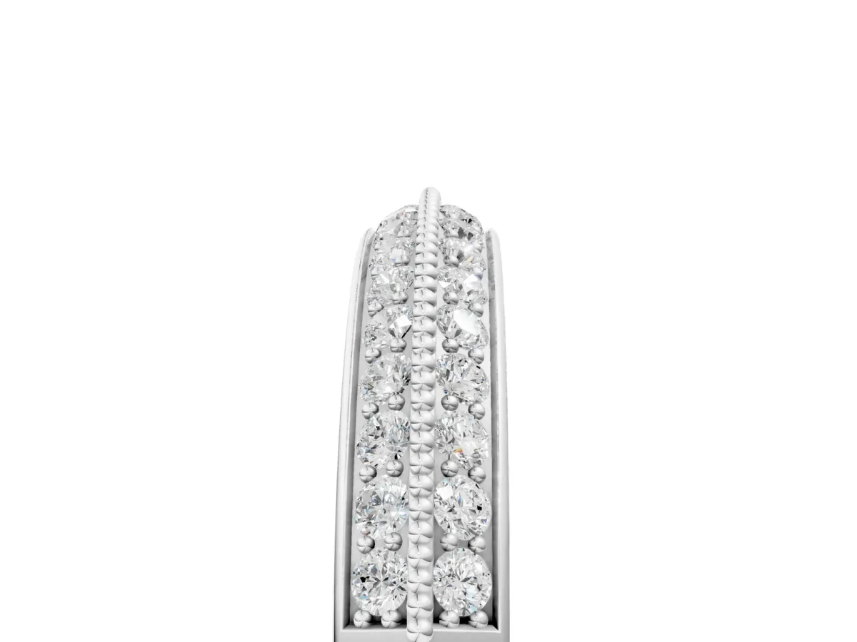 Round Diamond Pave Eternity Band with Milgrain Edging Silver