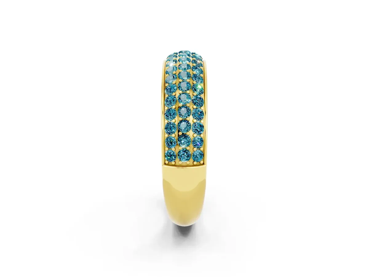 Three-Row Round Blue Topaz Eternity Band with Shared Prong Setting Yellow gold