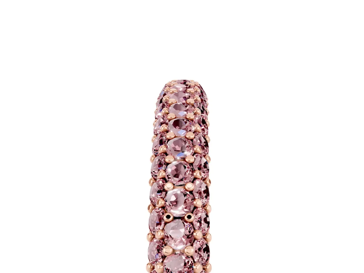 Round Morganite Pavé Eternity Band with Shared Prong Setting Rose gold
