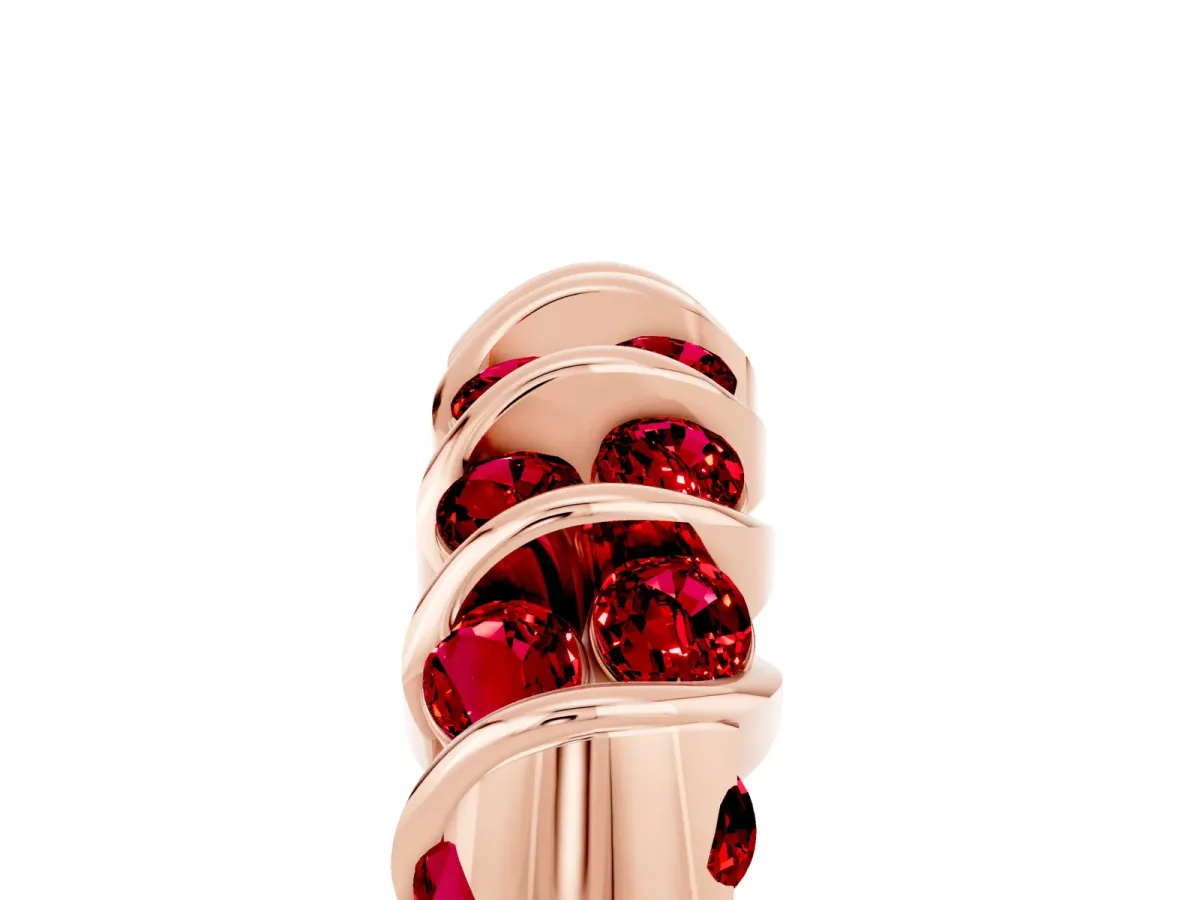 Channel Set Round Ruby Multi-Row Band Rose gold