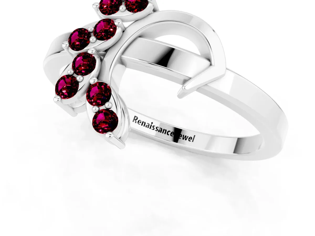 Marquise Garnet Cluster Bypass Ring with Prong Setting Silver