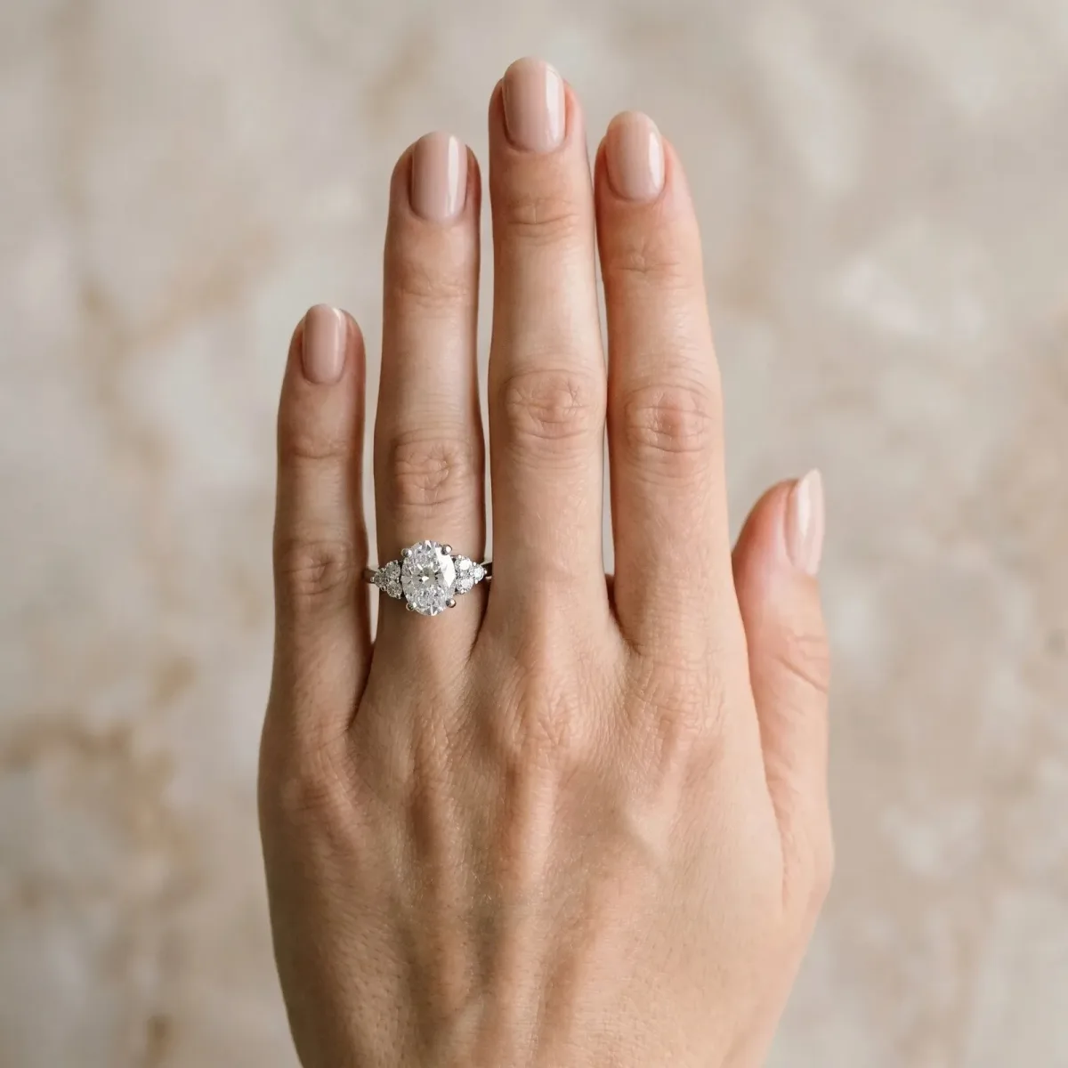 Asscher Cut Cut Diamond Cluster Ring with Solitaire Band and Four-Prong Setting Platinum