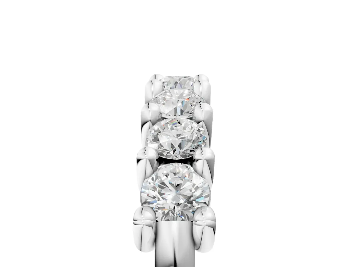 Round Diamond Prong-Set Half Eternity Band Platinum