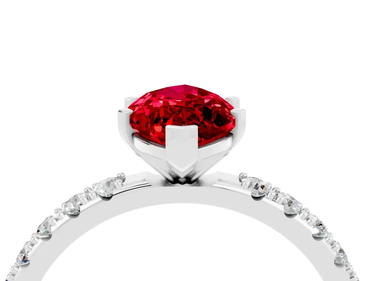 Marquise Cut Ruby Solitaire Pavé Band with Four-Prong Setting Silver