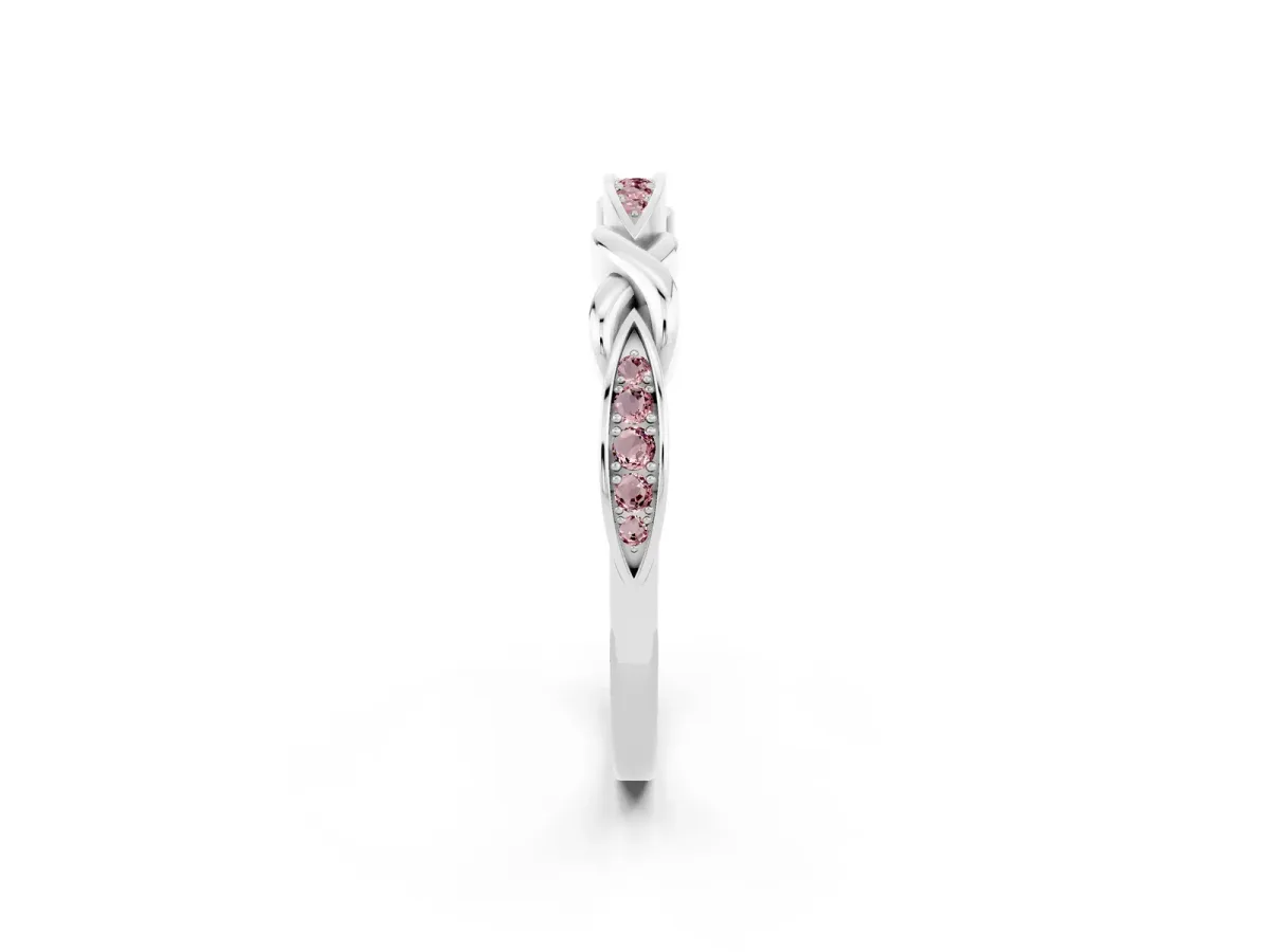 Twisted Marquise Morganite Pavé Band with Shared Prong Setting Platinum