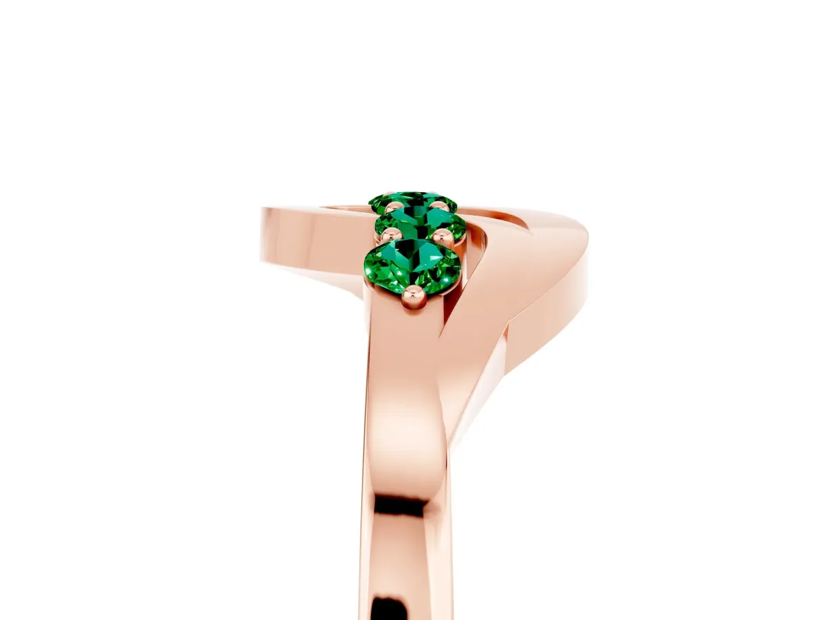 Five-Stone Round Emerald Crossover Band with Prong Setting Rose gold